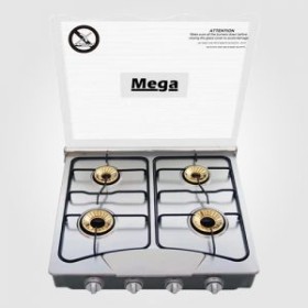 طباخ غاز 4 شعلات مع غطاء زجاجي مقاوم للكسر