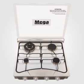 Gas cooker 4 burner with shatterproof glass lid